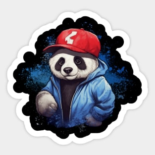 Cute panda wearing baseball cap Sticker